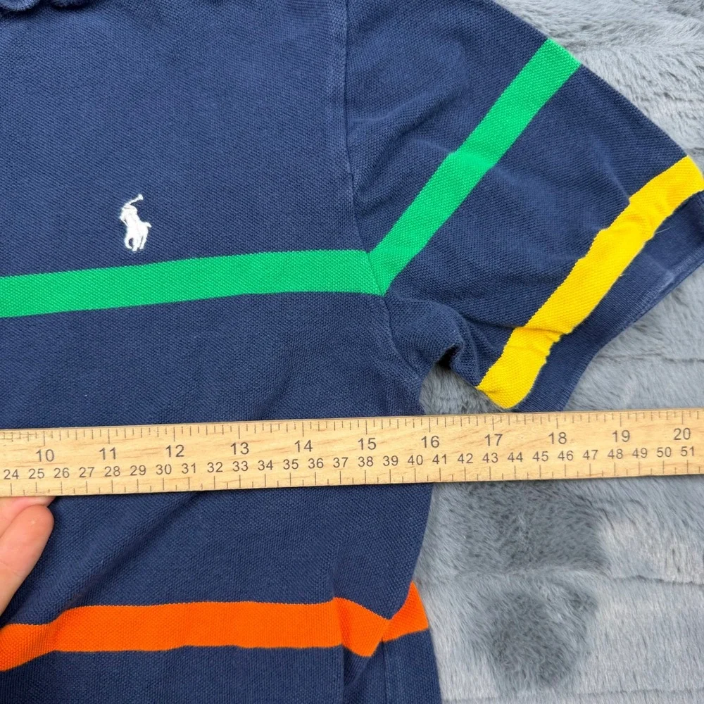 Polo Ralph Lauren Kids Navy Multi Color Stripe Cotton Polo Shirt Size L 14-16